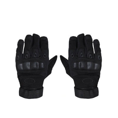 Unisex Black Solid Full-Finger Anti-Slip Gloves