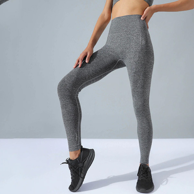 Women Grey Patterned Seamless Contour Leggings