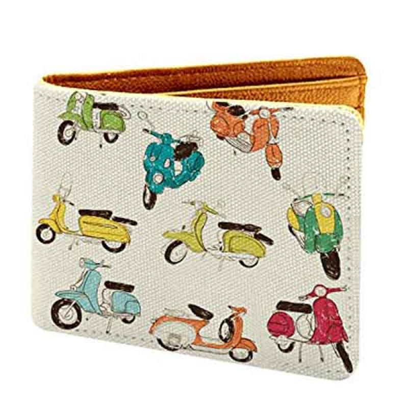 ShopMantra Men's PU Leather Vintage Scooter Pattern Printed Wallet (Multicolour)