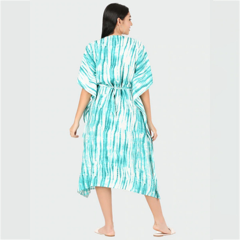 Green Tie and Dye Dyed Maternity Kaftan Midi Dress