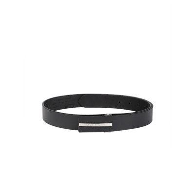 Men Black Solid Leather Belt