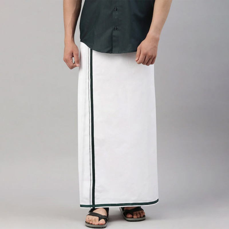 White Solid Cotton Dhoti