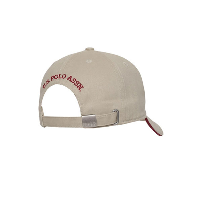 U S Polo Assn Men Beige & Maroon Embroidered Baseball Cap