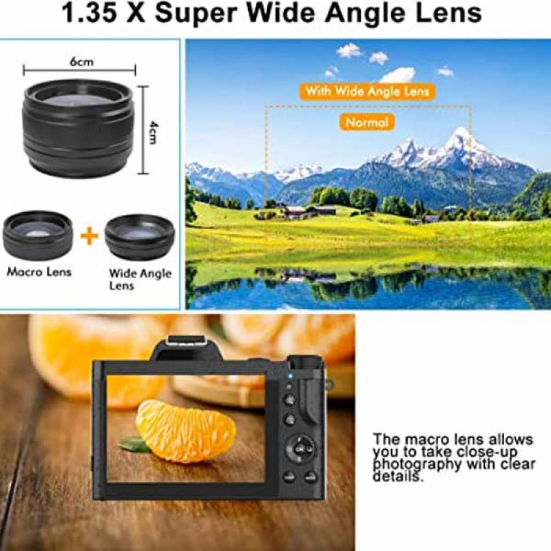 4K Digital Camera 48MP Video Camera Camcorder