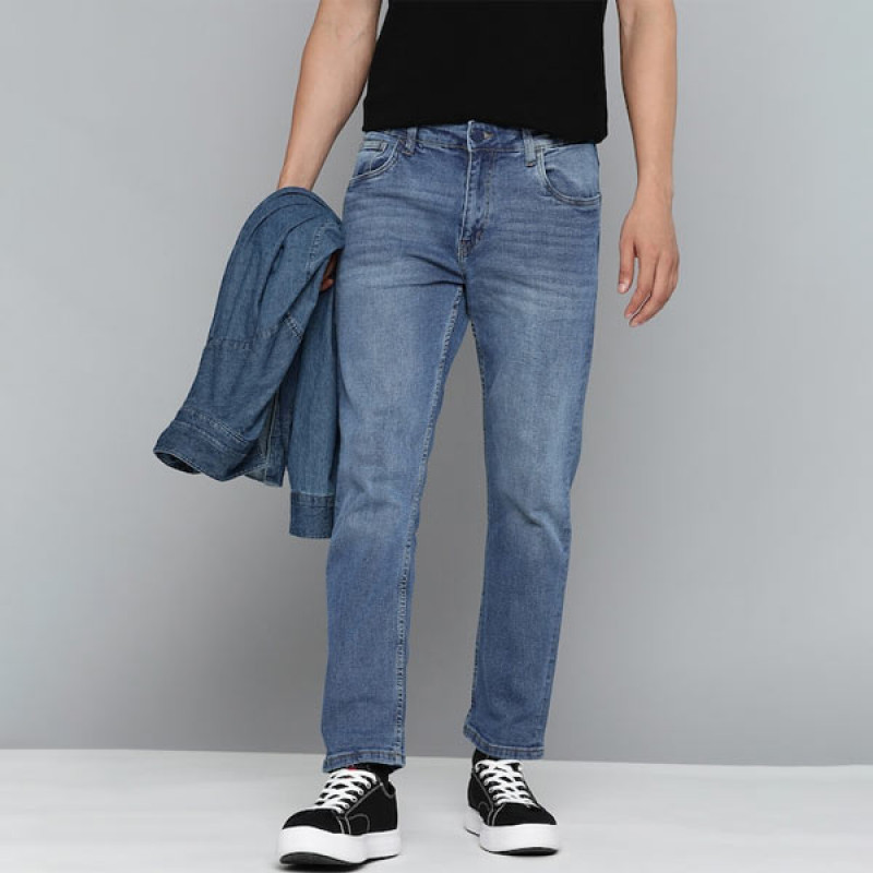 Men Navy Blue Slim Fit Light Fade Stretchable Jeans